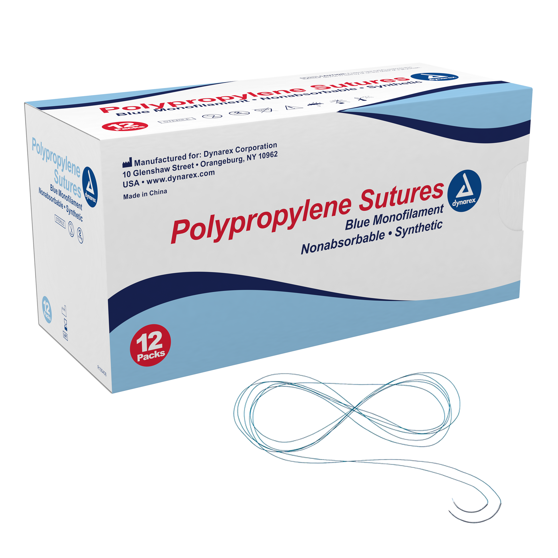 Dynarex Polypropylene Sutures Blue 5-0 C3 Needle 18 inch 12/bx medical supply