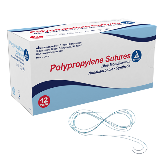 Dynarex Polypropylene Sutures Blue 5-0 C3 Needle 18 inch 12/bx medical supply