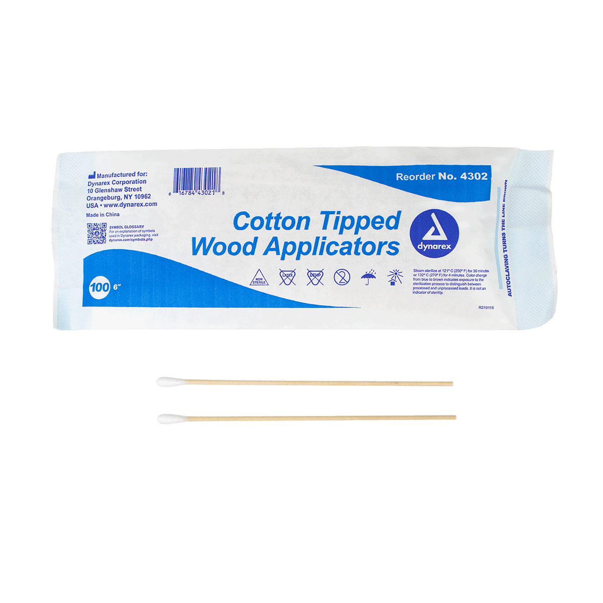 Dynarex Cotton Tipped Wood Applicators Non-Sterile 6 inch Case medical supply