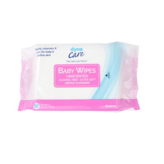 dynaCare Baby Wipes Unscented with Plastic Lid 5 inch x 7 inch Case medical supply