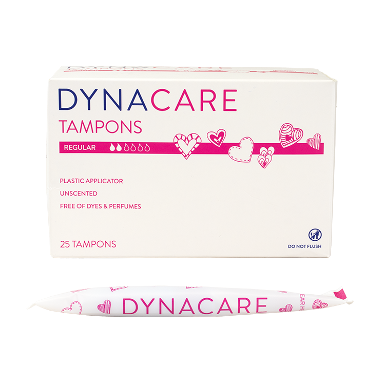 DynaCare Regular Tampons Plastic Applicator 9/25/cs medical supply