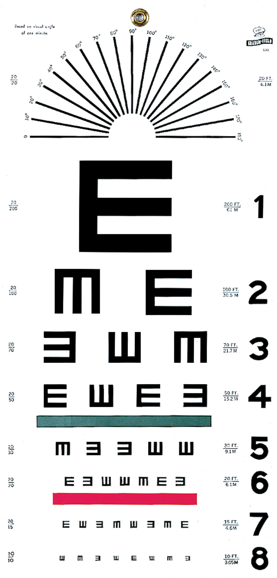 Graham Field Eye Chart, Illiterate 20' Distance, Grafco medical supply