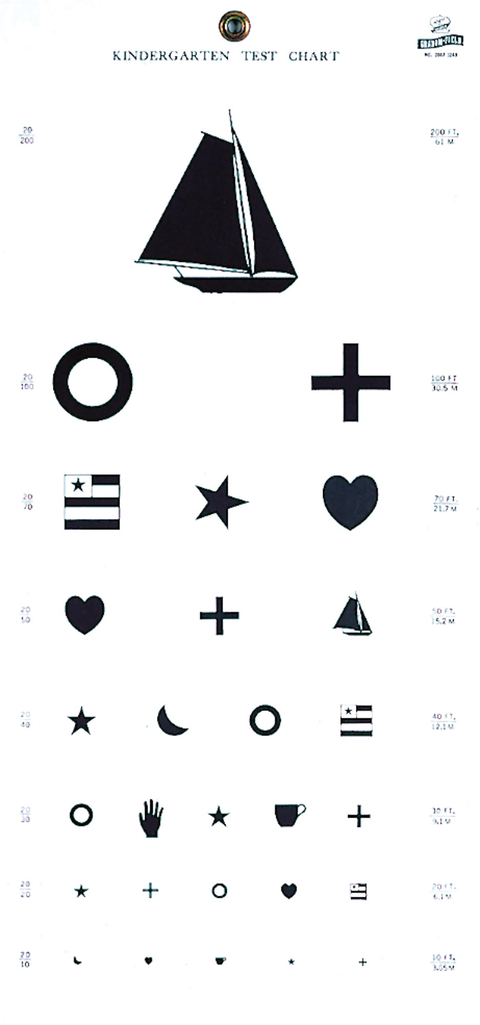 Graham Field Eye Chart, Kindergarten, 22x11 20' Distance, Grafco medical supply