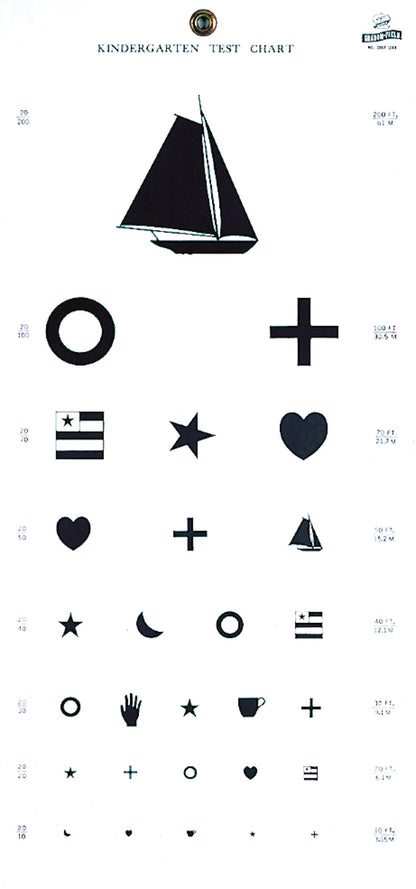 Graham Field Eye Chart, Kindergarten, 22x11 20' Distance, Grafco medical supply