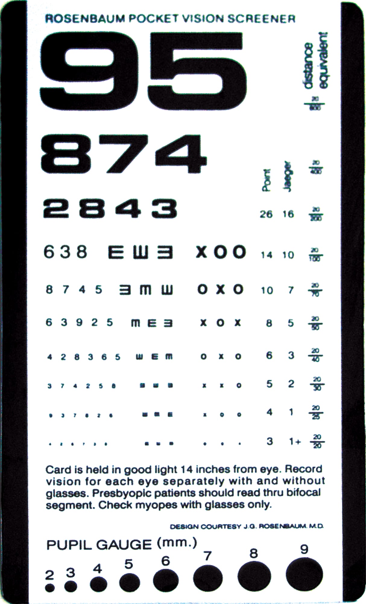Graham Field Eye Chart, Rosenbaum Pocket Vision Screener Card, Grafco medical supply view 2
