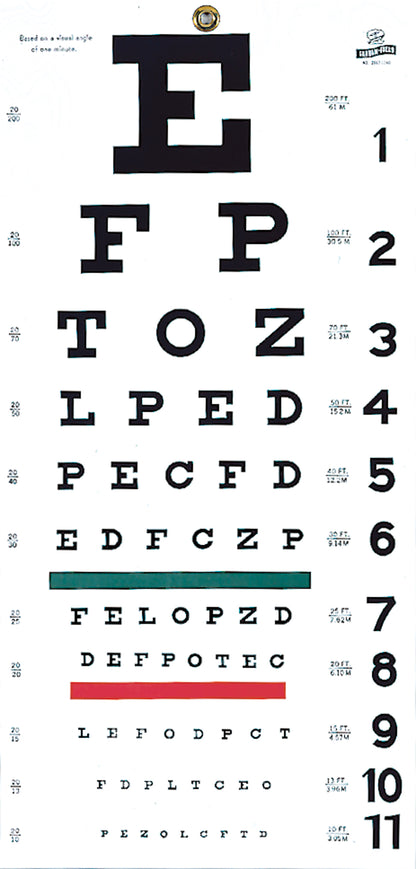 Graham Field Eye Chart, Snellen, 22" x 11" 20' Distance, Grafco medical supply view 2