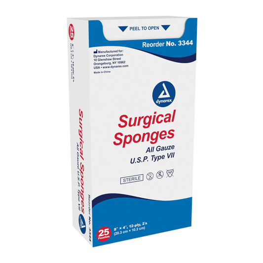 Dynarex Surgical Gauze Sponge 8x4 12-Ply 20/25/cs medical supply
