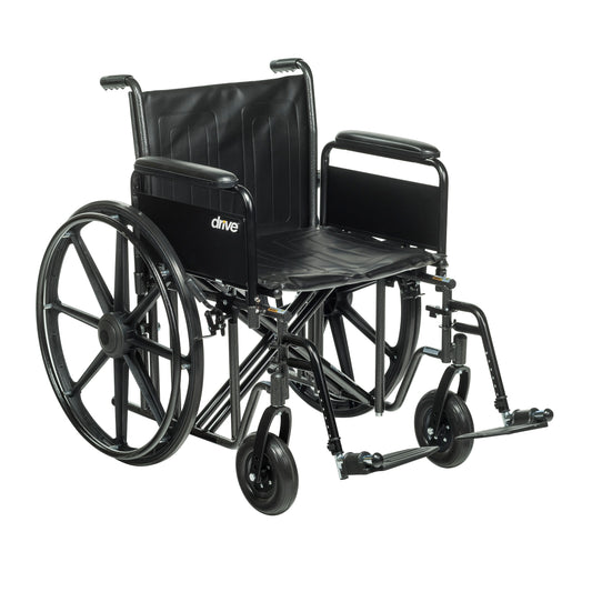 Drive Medical Sentra EC Heavy Duty Wheelchair Full Arms Swing Away Footrests 20 inch Seat medical supply