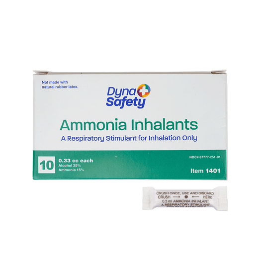 DynaSafety Ammonia Inhalant Ampules .33cc Case medical supply