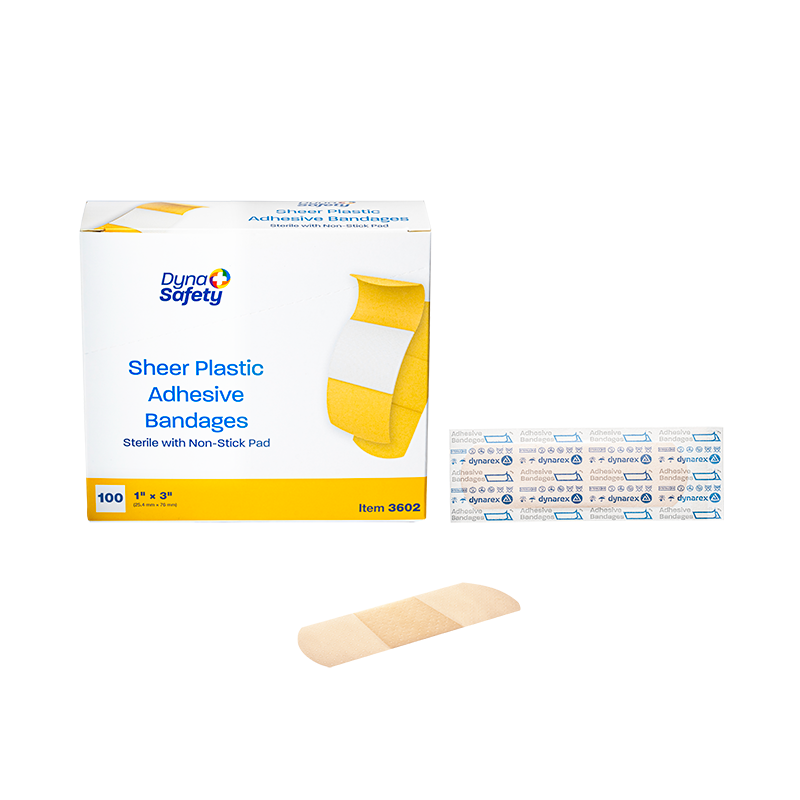 DynaSafety Sheer Plastic Adhesive Bandages Sterile 1 x 3 in 24/100/cs medical supply