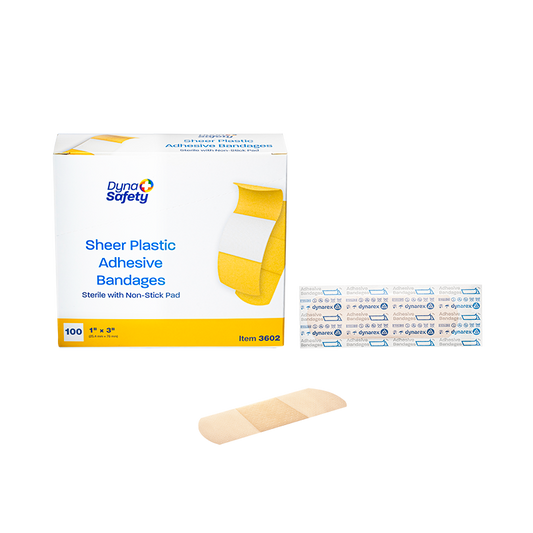 DynaSafety Sheer Plastic Adhesive Bandages Sterile 1 x 3 in 24/100/cs medical supply