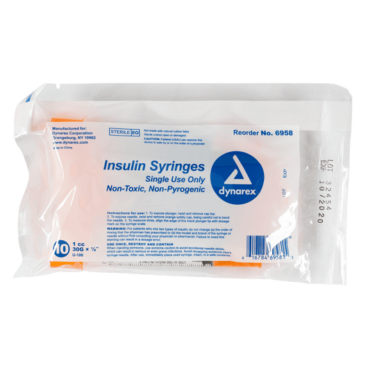 Dynarex Insulin Syringe Non-Toxic 30G 1cc 500/cs medical supply