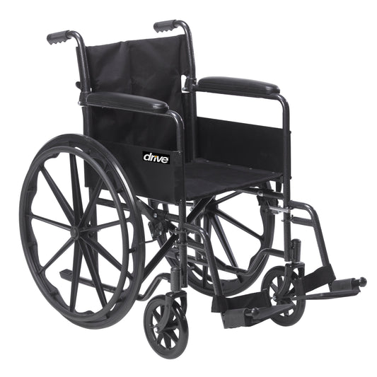 Drive Medical Silver Sport 1 Wheelchair Full Arms Swing Away Footrest medical supply