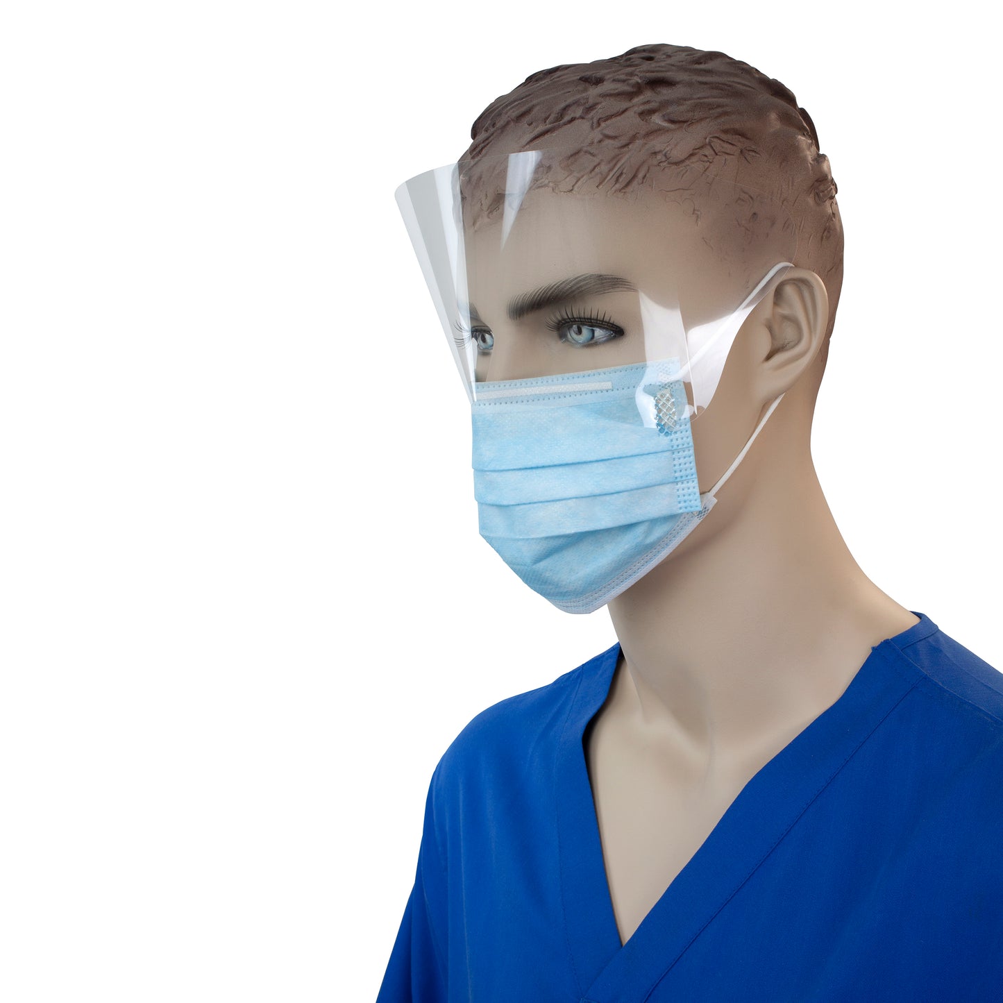 Dynarex Procedure Face Mask Ear Loop Plastic Shield Blue Case medical supply