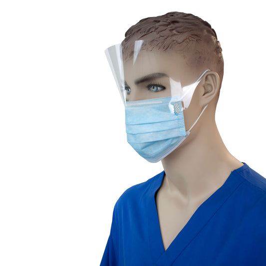 Dynarex Procedure Face Mask Ear Loop Plastic Shield Blue Case medical supply