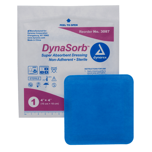 Dynarex DynaSorb Super Absorbent Dressing Non-Adhering 4 x 4 12/10/cs medical supply