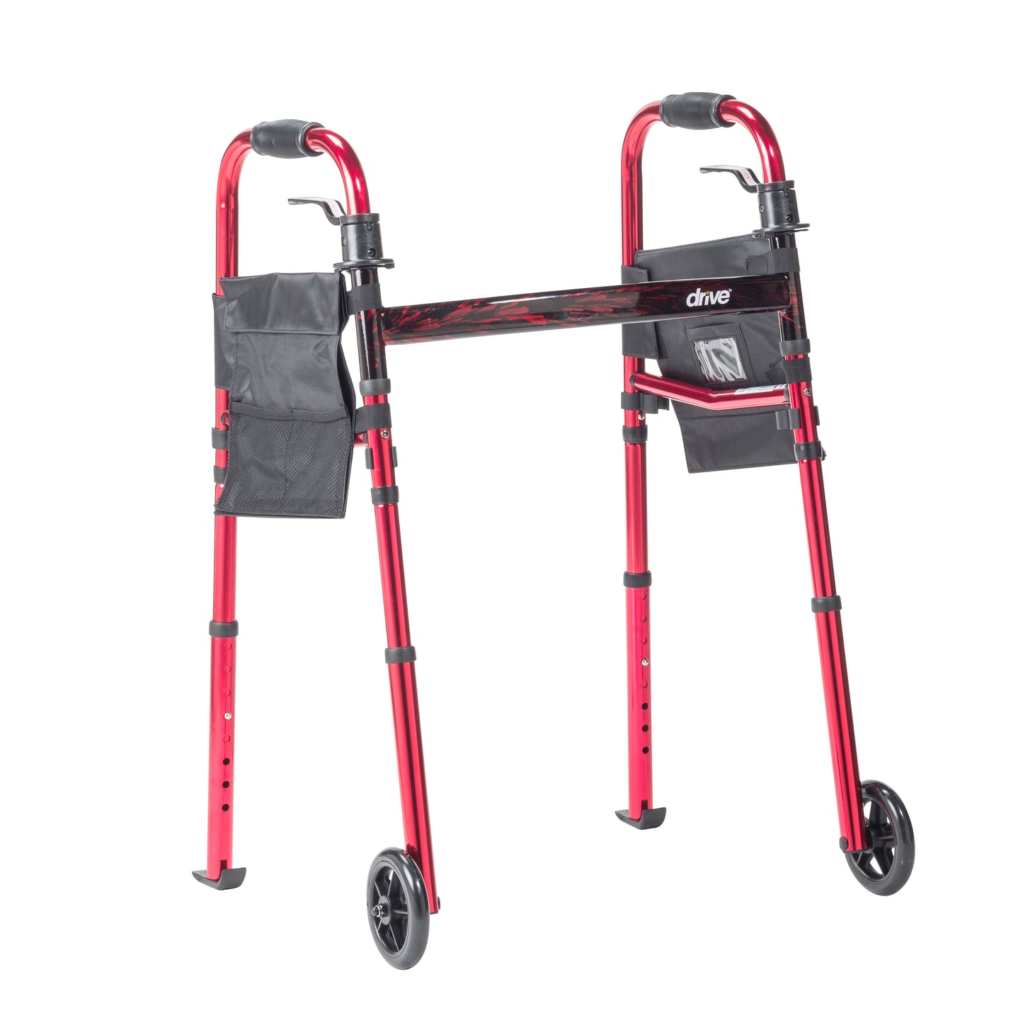 Drive Medical Portable Folding Travel Walker 5 inch Wheels 1 Each medical supply