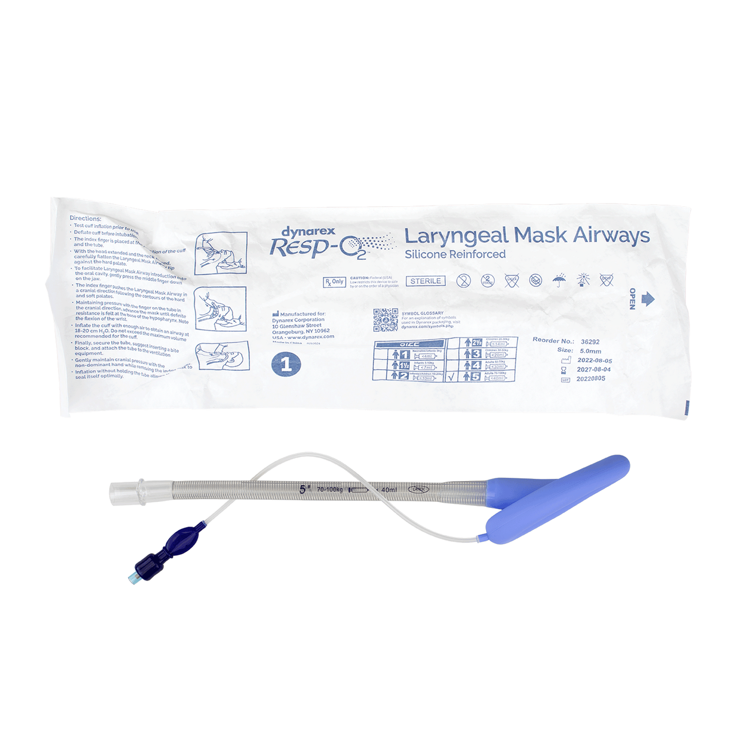 Resp-O2 LMA Silicone Reinforced 5.0 mm Case medical supply