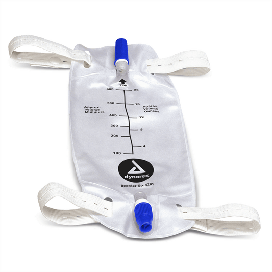 Dynarex Urinary Leg Bag Medium 600 mL with Valve 4/12/cs medical supply