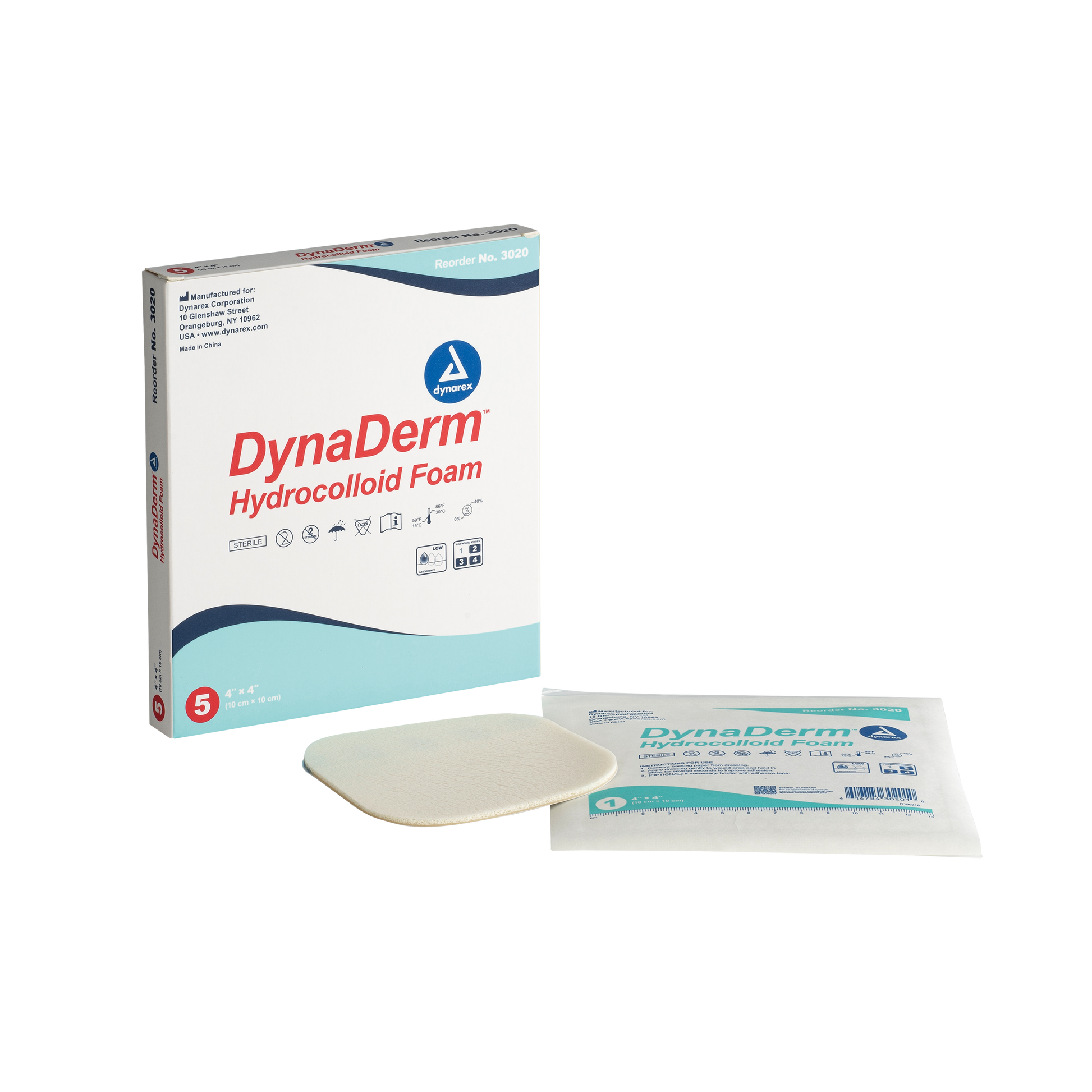 Dynarex DynaDerm Hydrocolloid Foam 4x4 Case medical supply