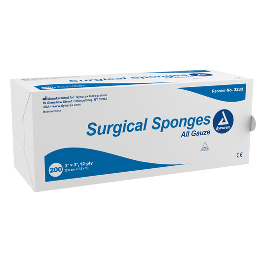 Dynarex Surgical Gauze Sponge 3" x 3" 12-Ply 20/200/cs medical supply