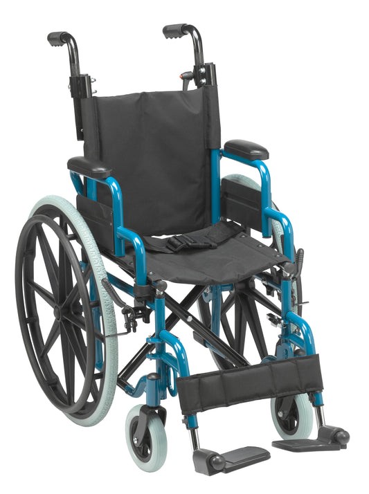 Inspired by Drive Wallaby Pediatric Folding Wheelchair 14in Jet Fighter Blue medical supply
