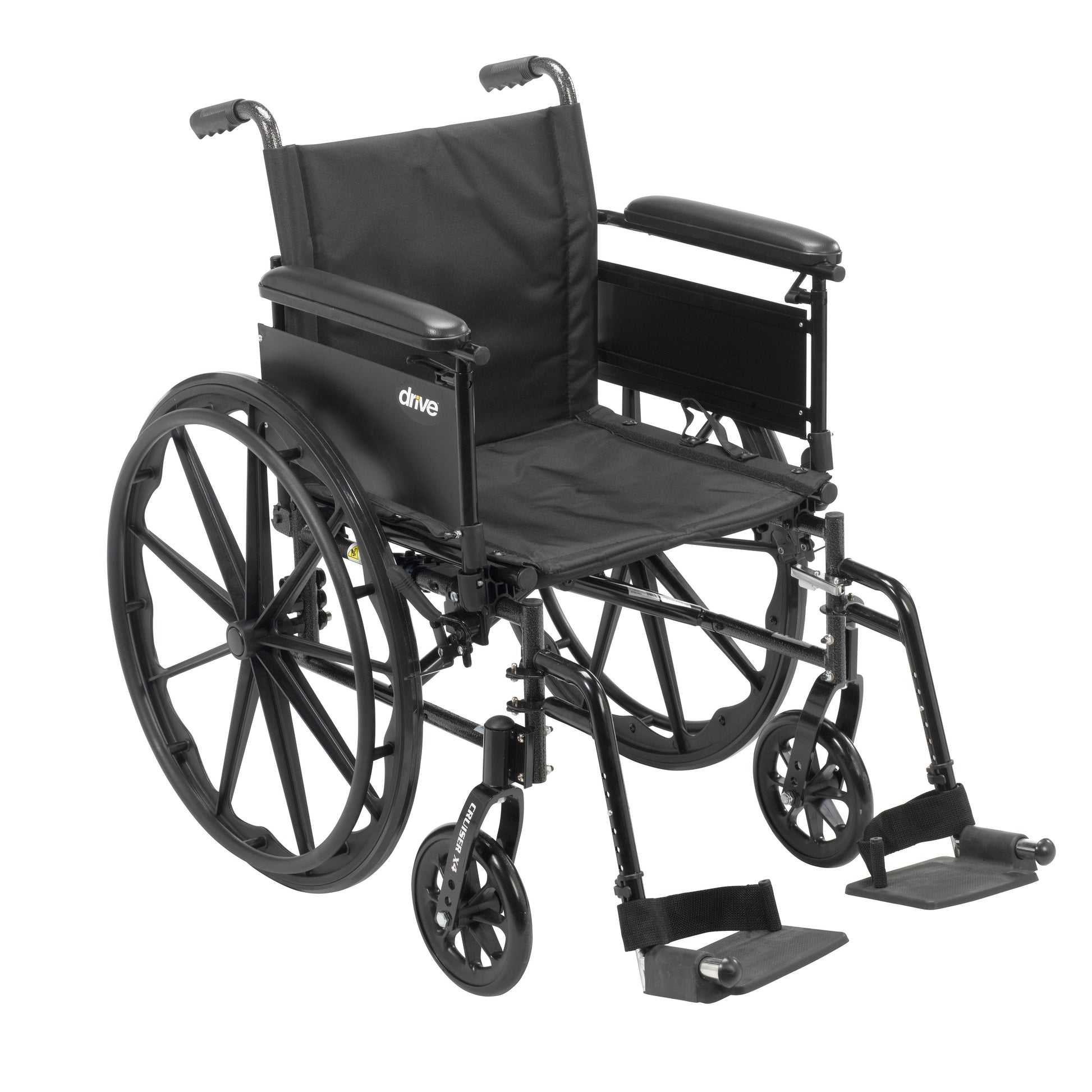 Drive Medical Cruiser X4 Dual Axle Wheelchair Full Arms Swing Away Footrests 16" Seat medical supply