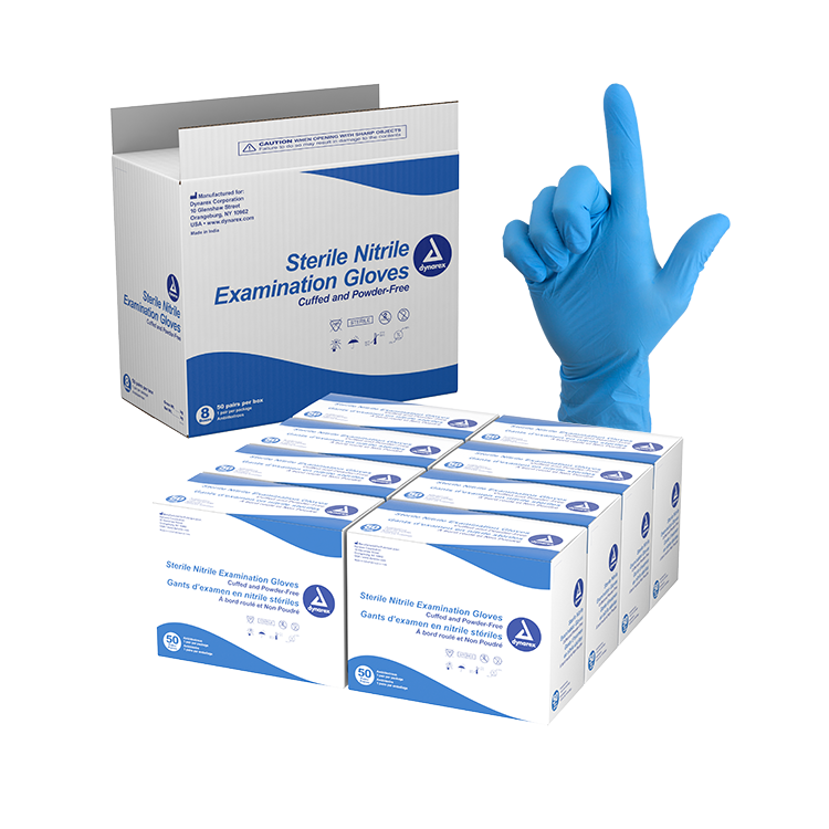 Dynarex Nitrile Sterile Exam Gloves Pairs Small 8/50pr/cs medical supply