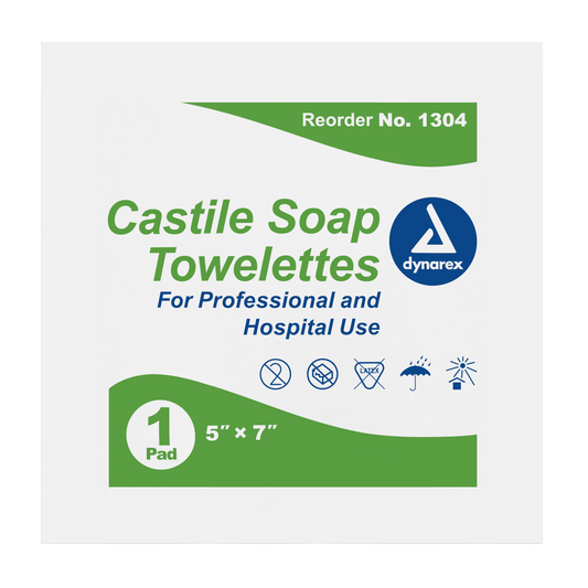 Dynarex Castile Soap Towelettes 5x7 inch case of 1000 medical supply