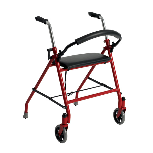 Drive Medical Two Wheeled Walker with Seat Red medical supply