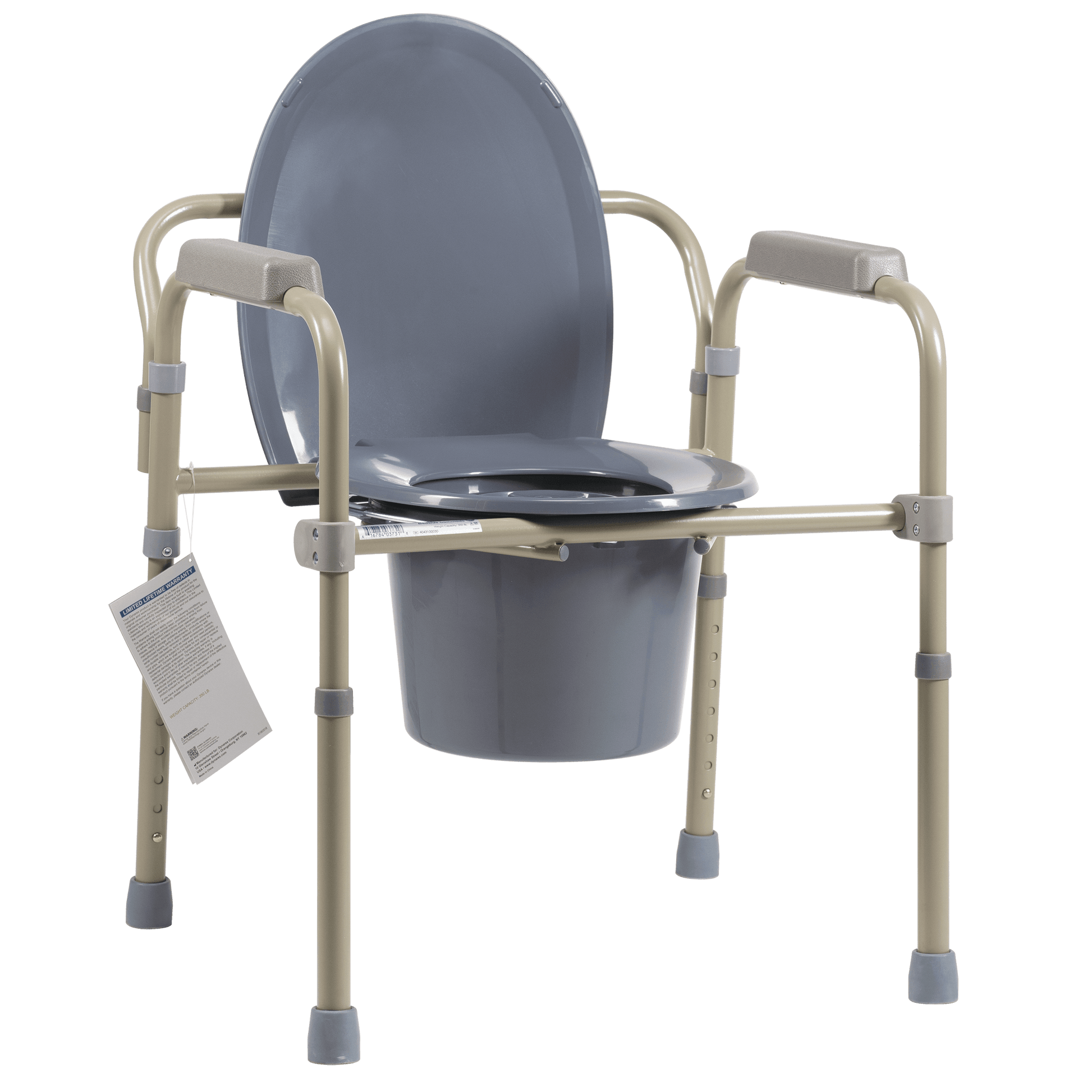 Dynarex Elongated Folding Bedside Commode Steel 4pc Case medical supply