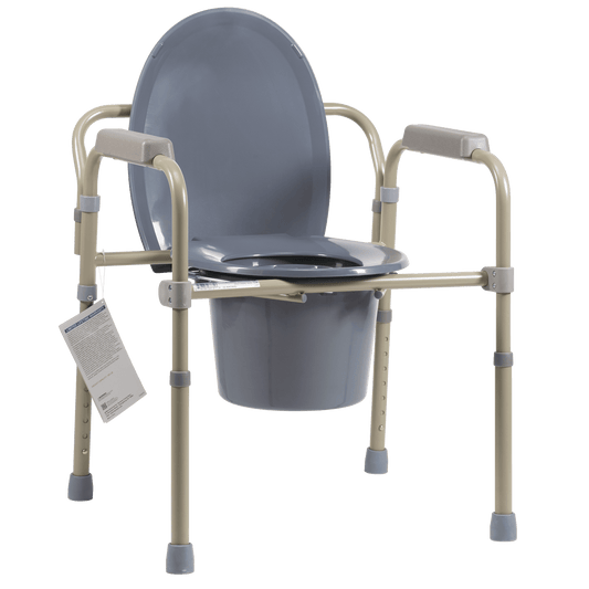 Dynarex Elongated Folding Bedside Commode Steel 1pc Box medical supply