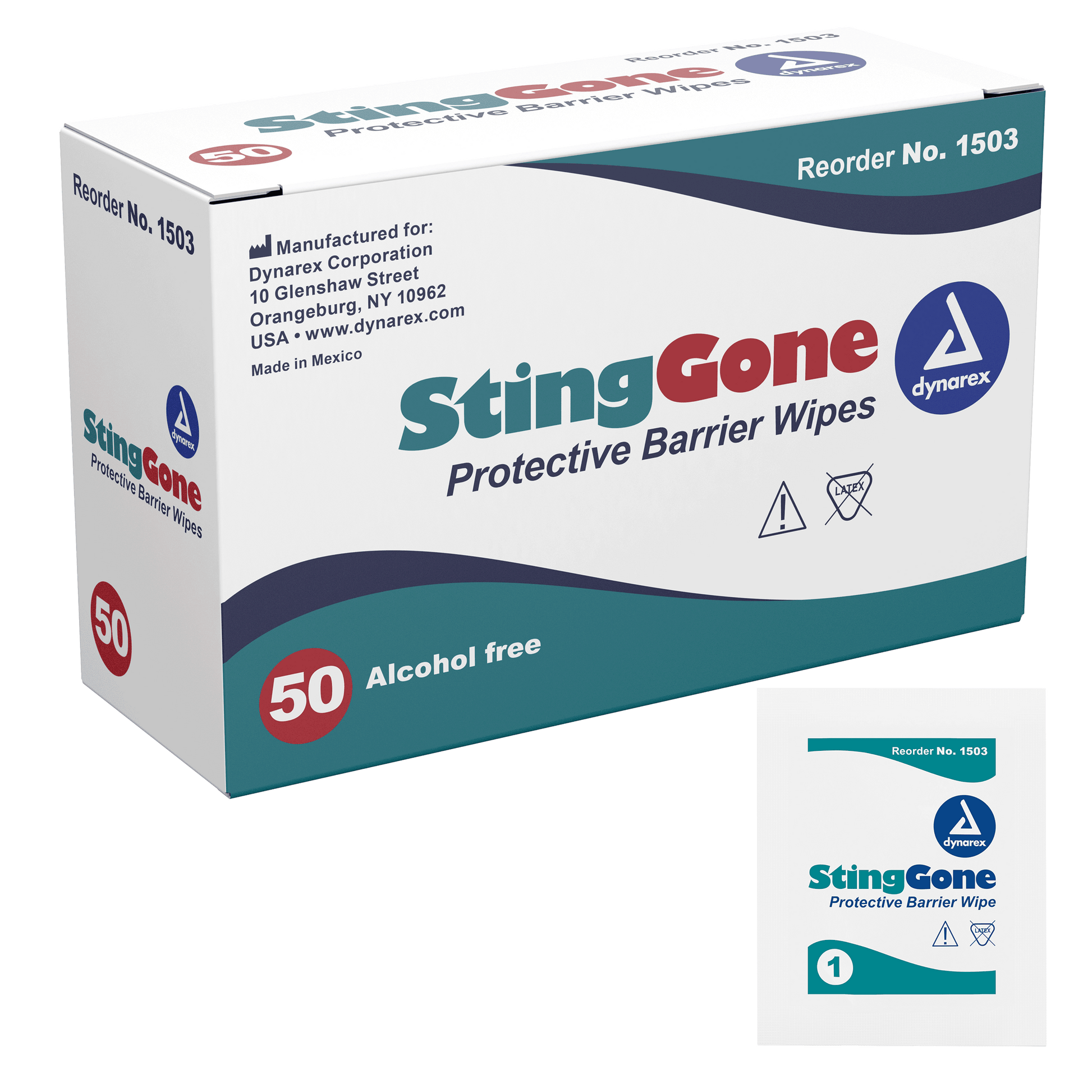 Dynarex StingGone Protective Barrier Wipes 20/50/cs medical supply