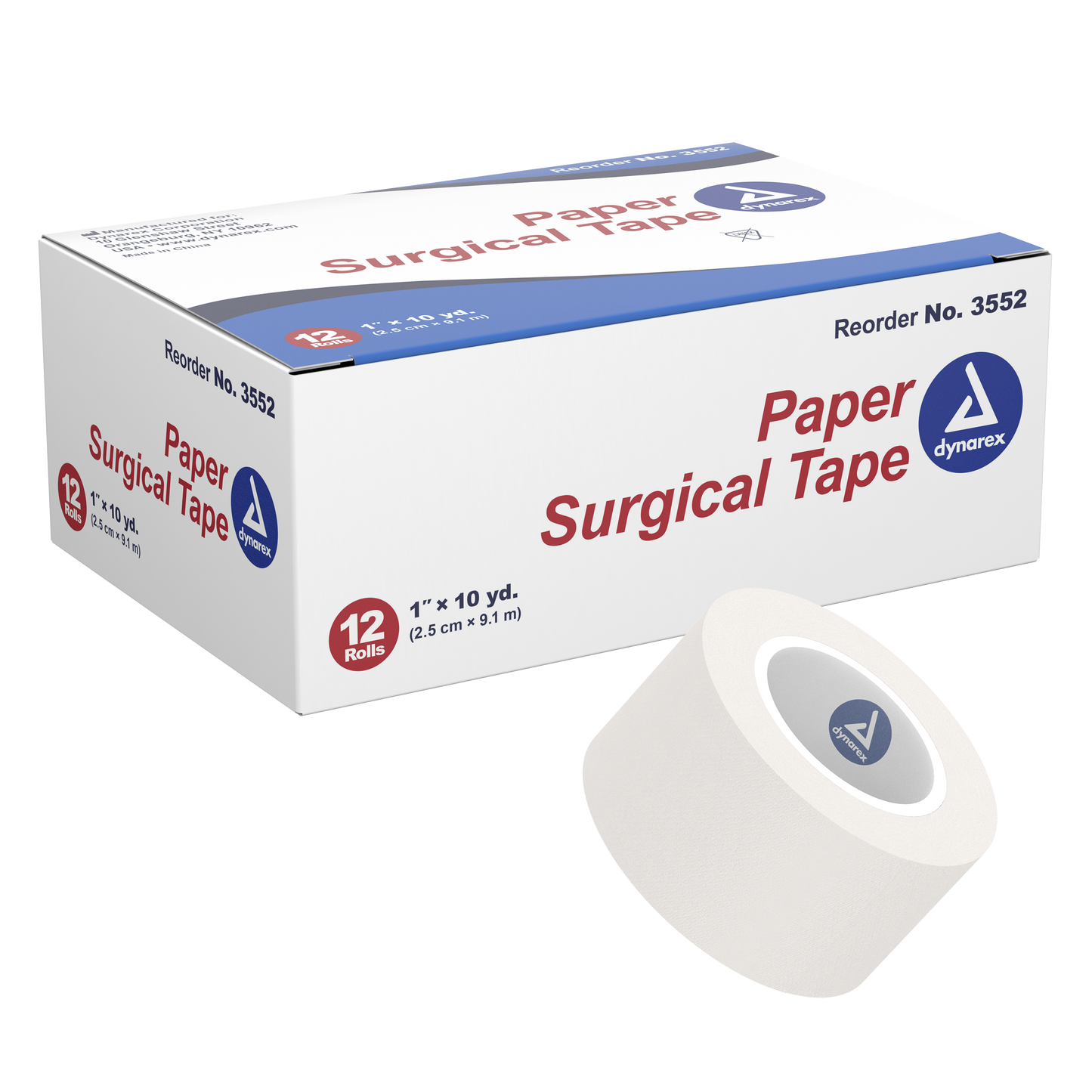 Dynarex Paper Surgical Tape 1" x 10 yd Case 12/12 medical supply