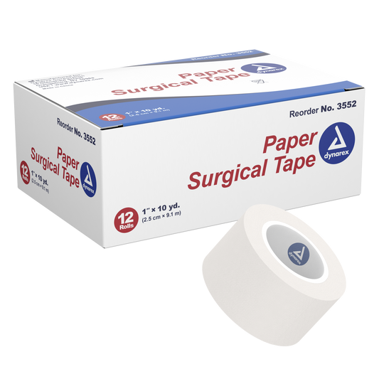 Dynarex Paper Surgical Tape 1" x 10 yd Case 12/12 medical supply