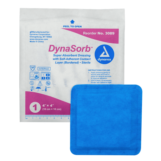 Dynarex DynaSorb Super Absorbent Dressing Self-Adhering 4 x 4 12/10/cs medical supply