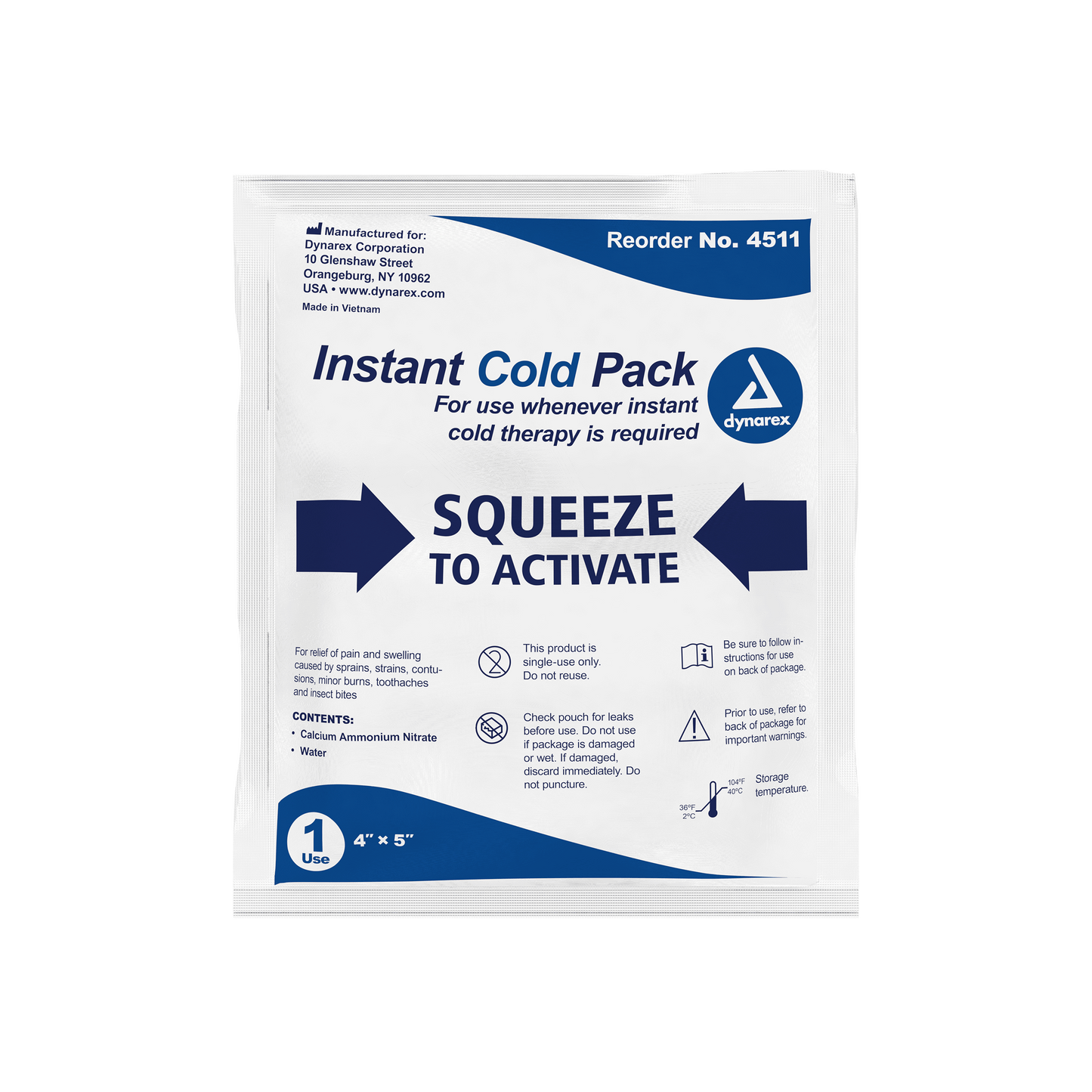 Dynarex Instant Cold Pack 4" x 5" 24/Case medical supply