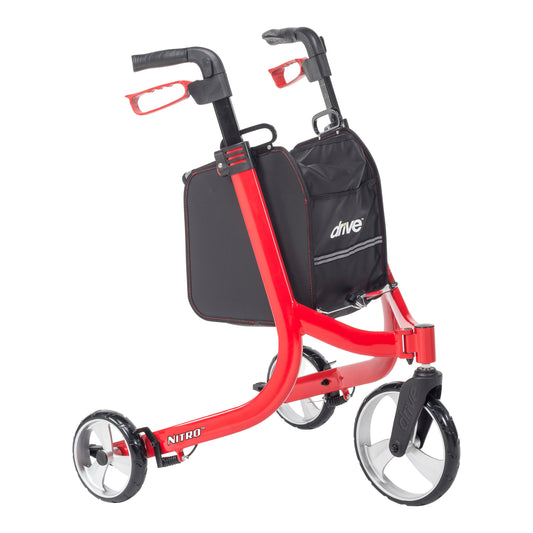 Drive Medical Nitro Euro Style 3-Wheel Rollator Rolling Walker medical supply