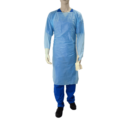 Dynarex CPE Thumb Loop Isolation Gown Blue Case medical supply