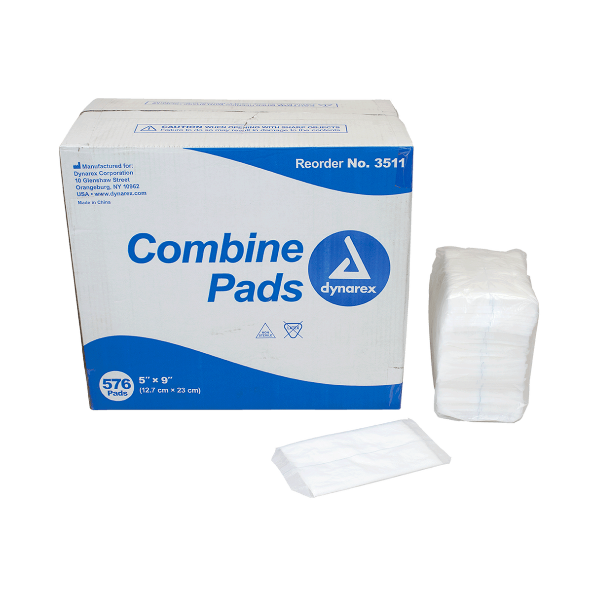 Dynarex Combine Pads Non-Sterile 5 inch x 9 inch Case of 576 medical supply