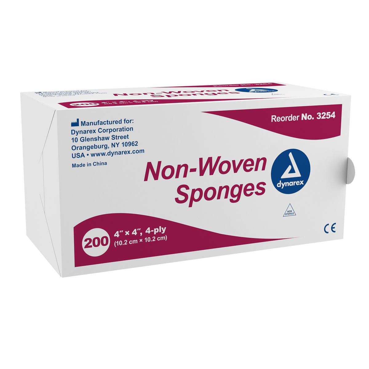 Dynarex Non-Woven Sponge 4" x 4" 4-Ply Case of 2000 medical supply