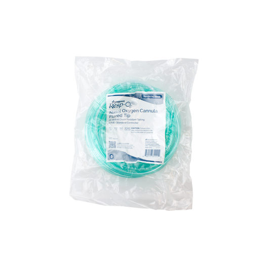 Resp-O2 Flared Tip Nasal Oxygen Cannula 21ft Adult Standard Connector 25/cs medical supply