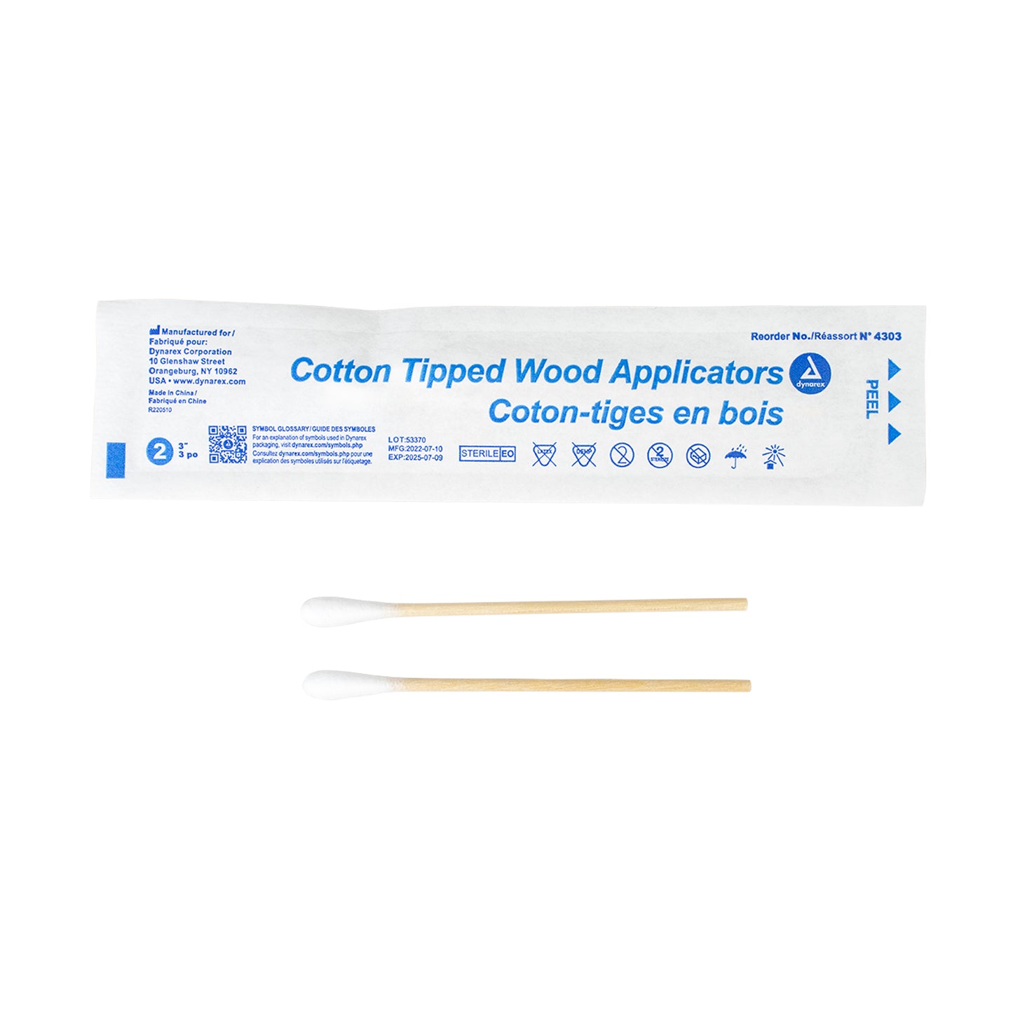 Dynarex Cotton Tipped Wood Applicators Sterile 3 inch Case medical supply