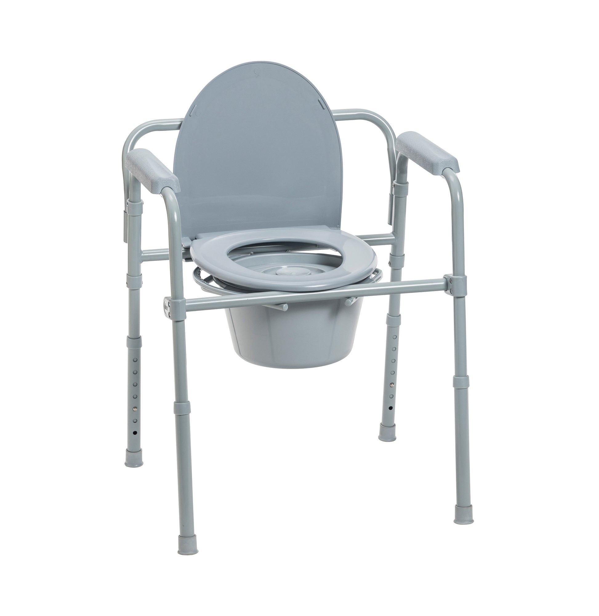 Drive Medical Steel Folding Deep Seat Bedside Commode Gray medical supply