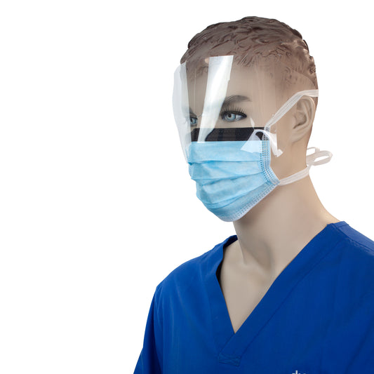 Dynarex Surgical Face Mask with Ties and Plastic Shield Blue 4/50/cs medical supply