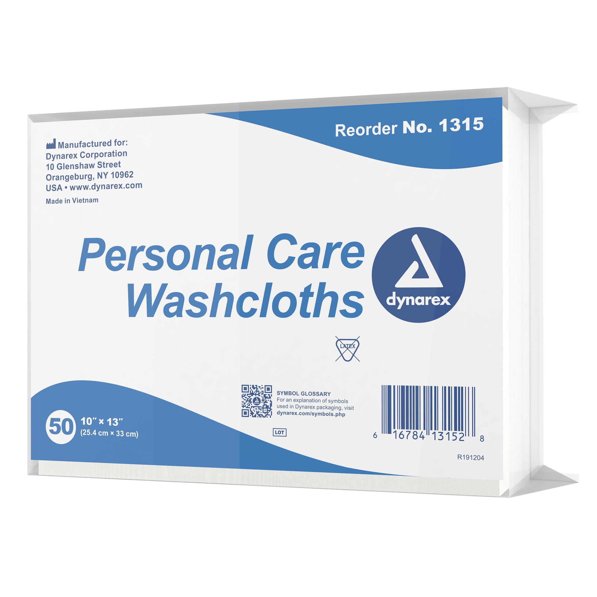 Dynarex Personal Care Dry Washcloth 10in x 13in 10/50/cs medical supply