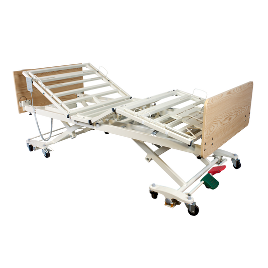 DB300 Bariatric LTC 5 Function Low Bed - Wood Boards - Mahog, w/ Assist Bar, 1pc/cs, medical supply