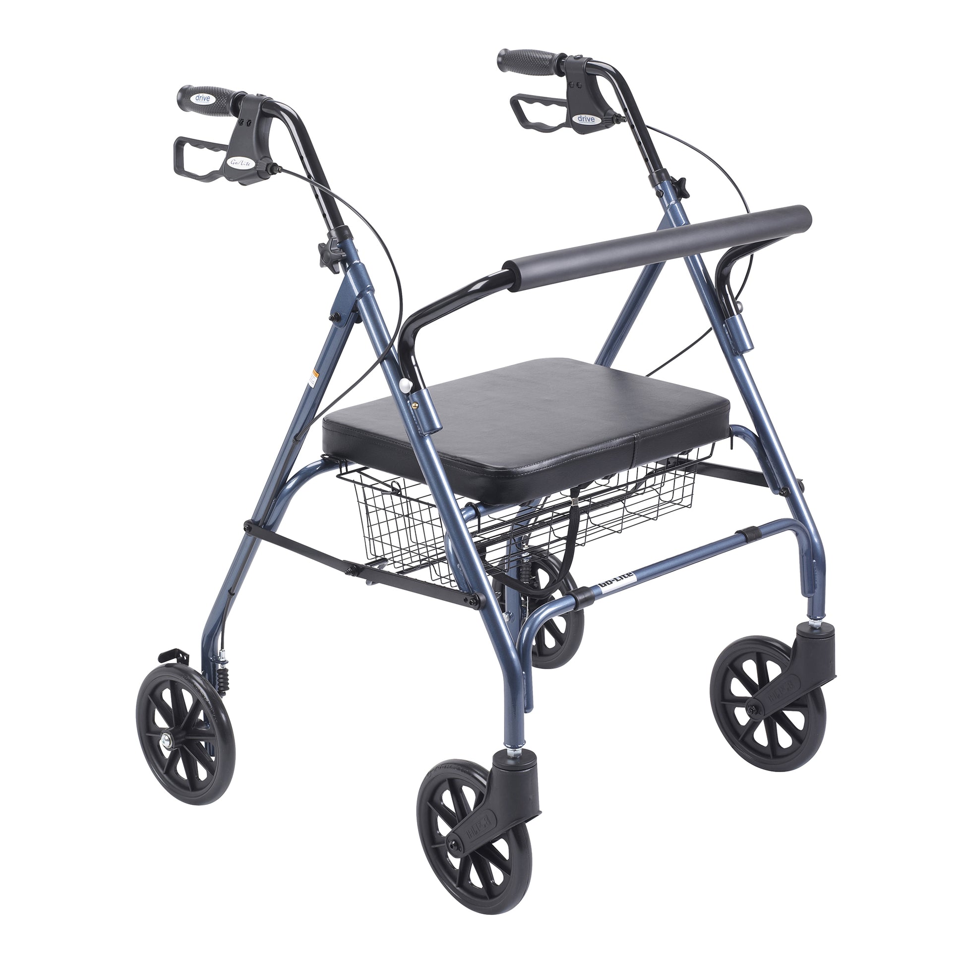 Drive Medical Heavy Duty Bariatric Rollator Walker Large Padded Seat Blue medical supply