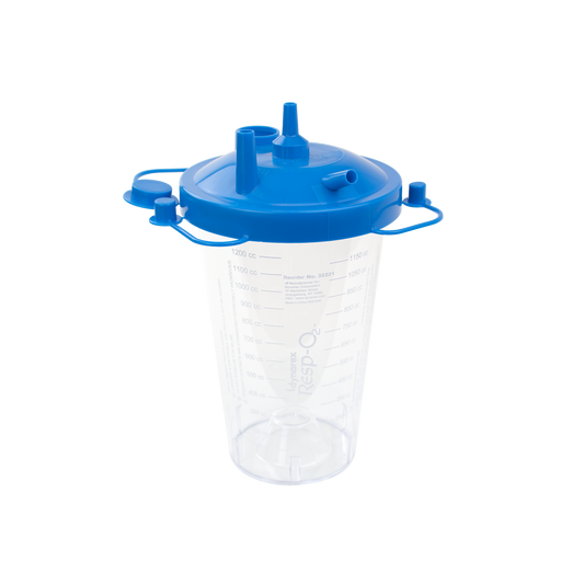 Resp-O2 Disposable Suction Canister with Float Valve Shutoff 1200 cc case of 40 medical supply