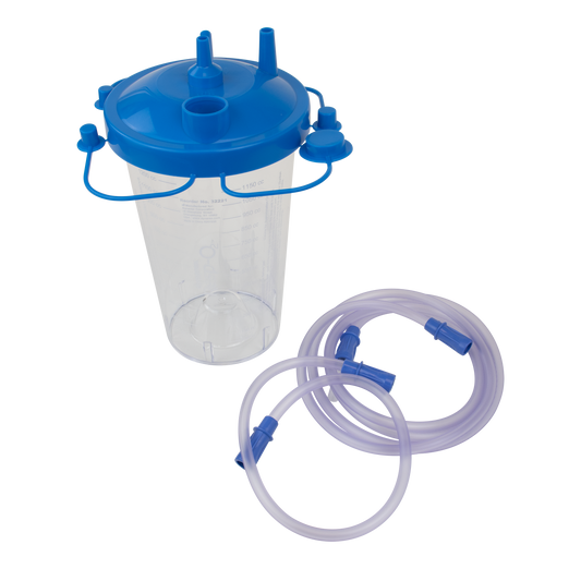 Resp-O2 Disposable Suction Canister with Float Valve Shutoff 1200cc with tubing case of 30 medical supply